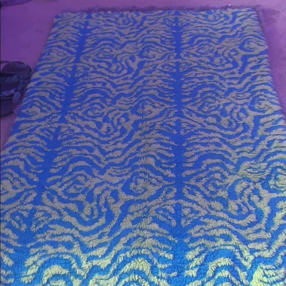 green and blue rug